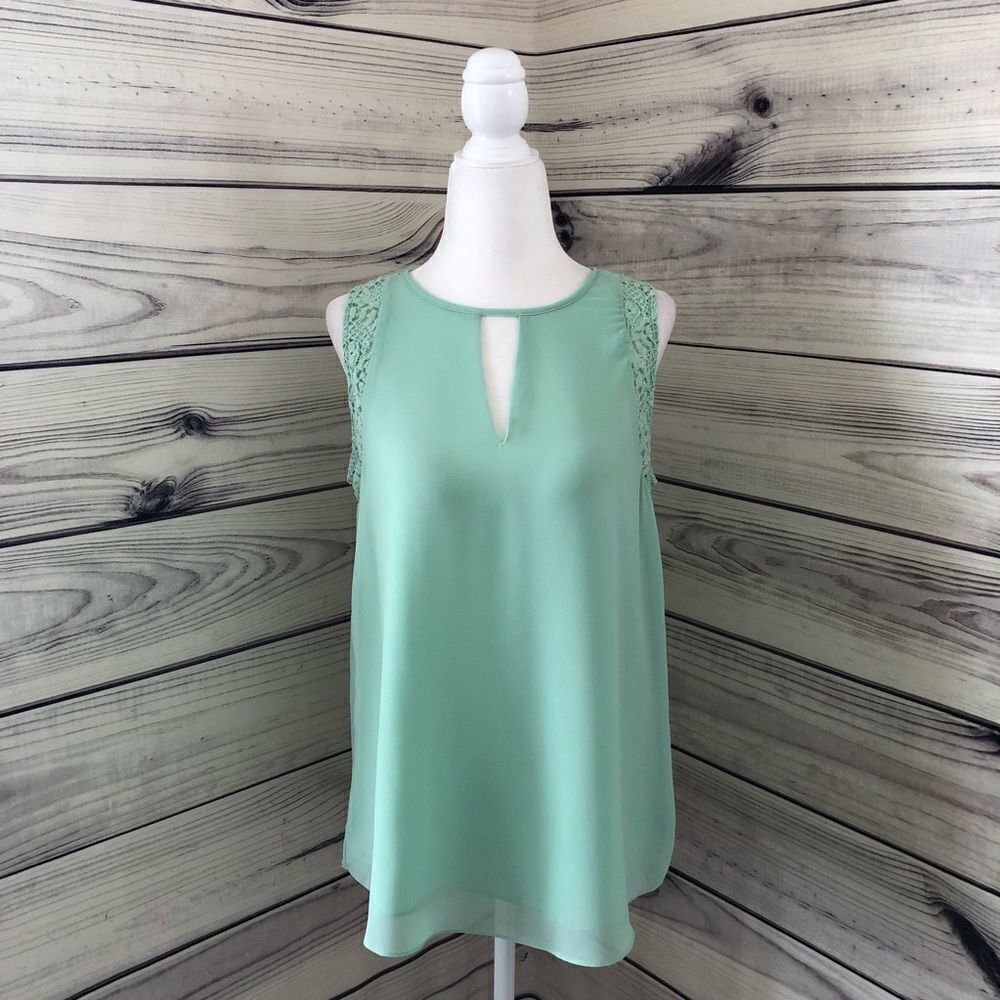 Naked Zebra Mint Green Lace Keyhole Tank Top Size Medium